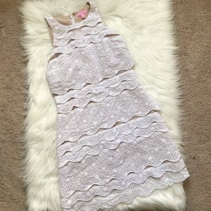 Lilly Pulitzer White Lace w/ Tan Straight Dress